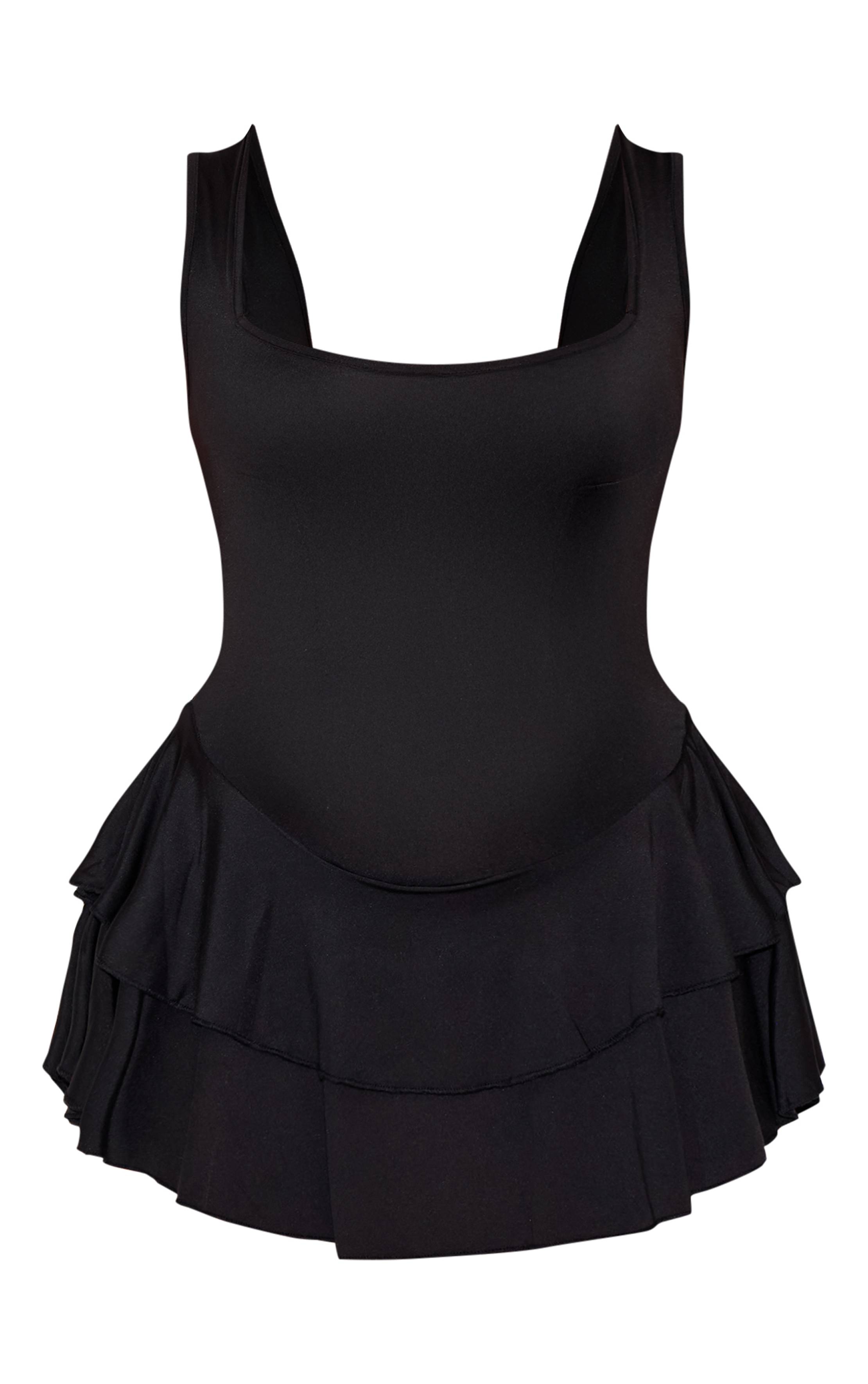 Noir Combi-short À Volants Ajustée