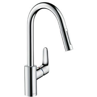 Hansgrohe Focus 1-gats keukenkraan m. uittrekbare vuistdouche m. normale en douchestraal chroom