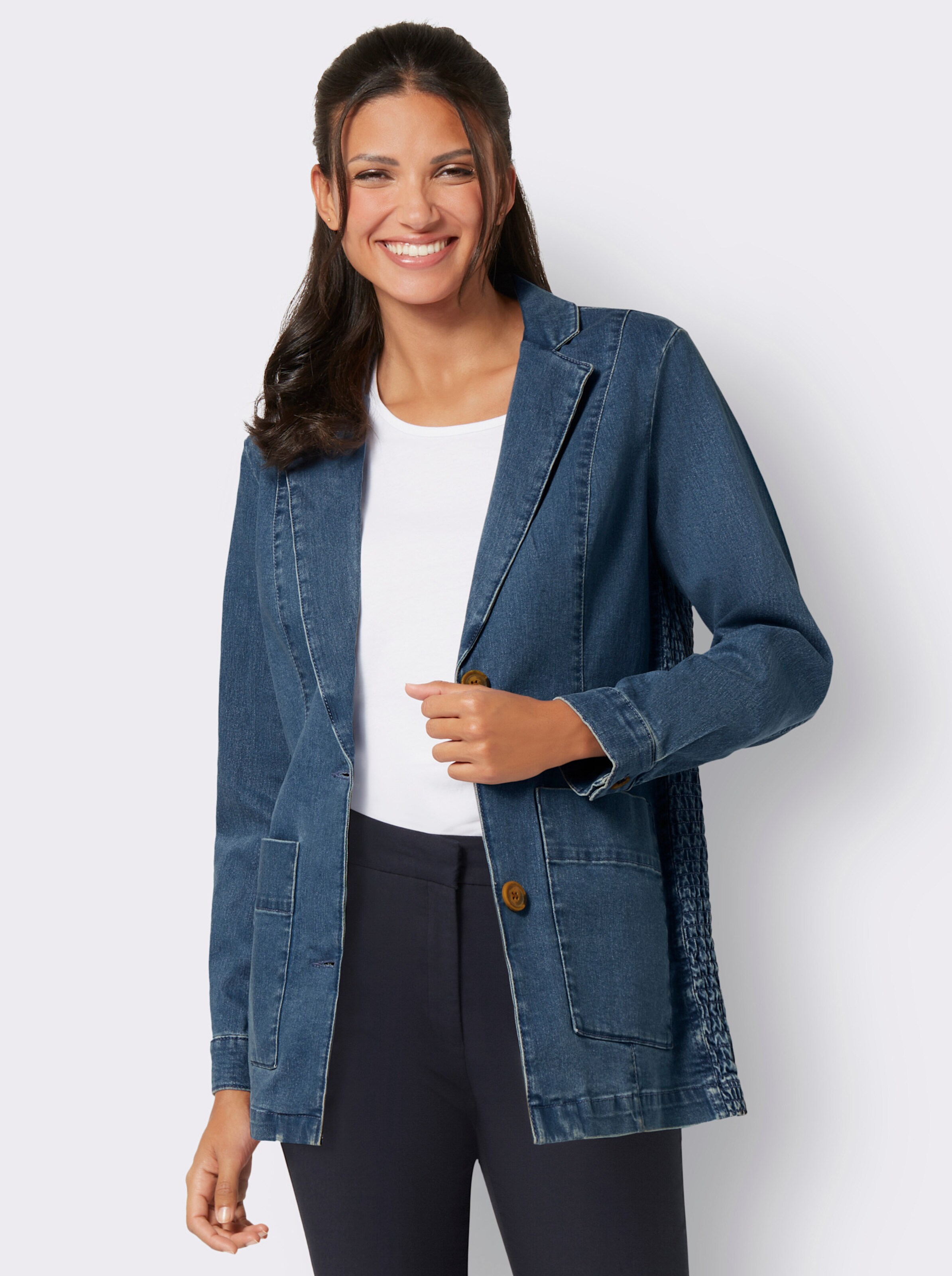 Jeansjacke in Blazerform
