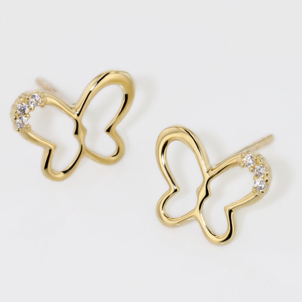 Boucles D'oreilles Puces Camomille Or Jaune Oxyde De Zirconium