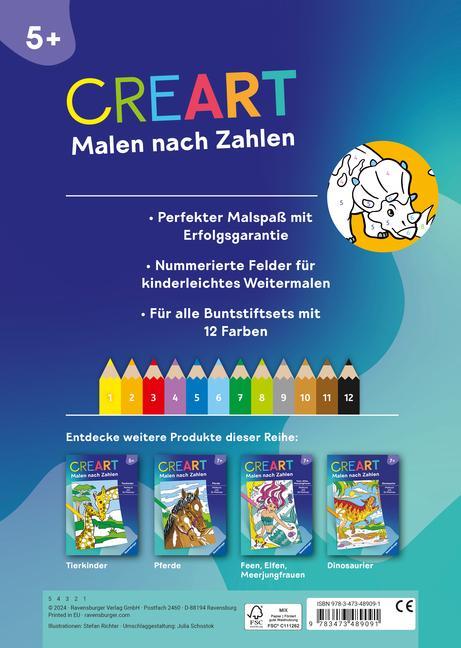 Ravensburger CreArt Malen nach Zahlen ab 5 Dinosaurier - 24 Motive