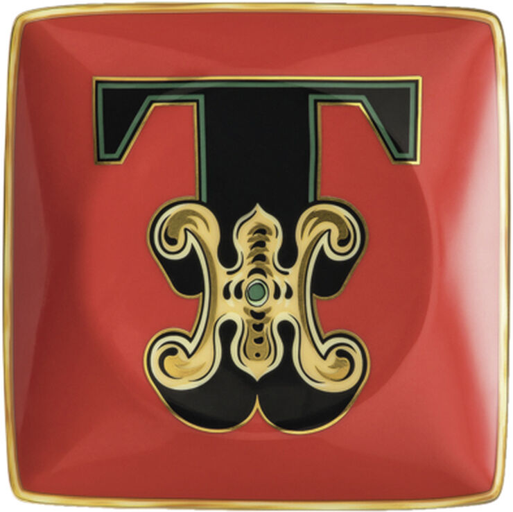 Versace Bowl 12cm sq. flat, Holiday Alphabet T, Versace Flerfarvet