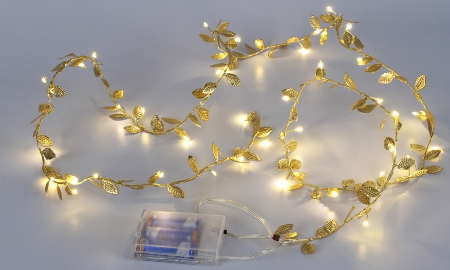 Lichterkette 'Leaves' gold 2 m, batteriebetrieben von fischer's lagerhaus