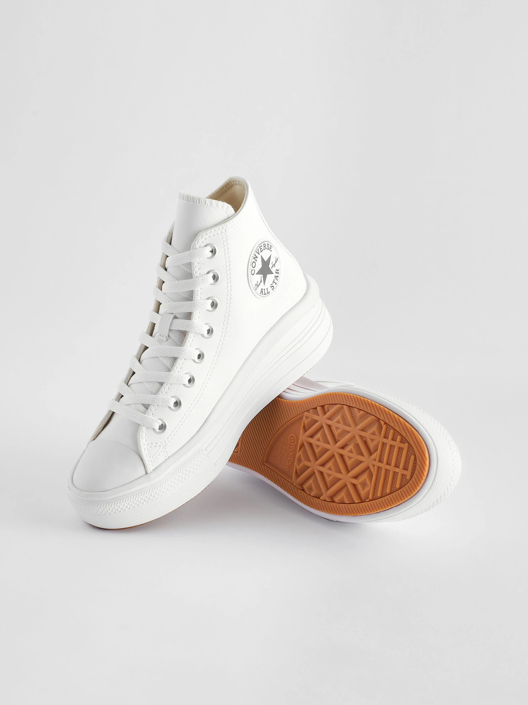Wit - Converse Chuck Taylor All Star Move sneakers van leer met plateauzool
