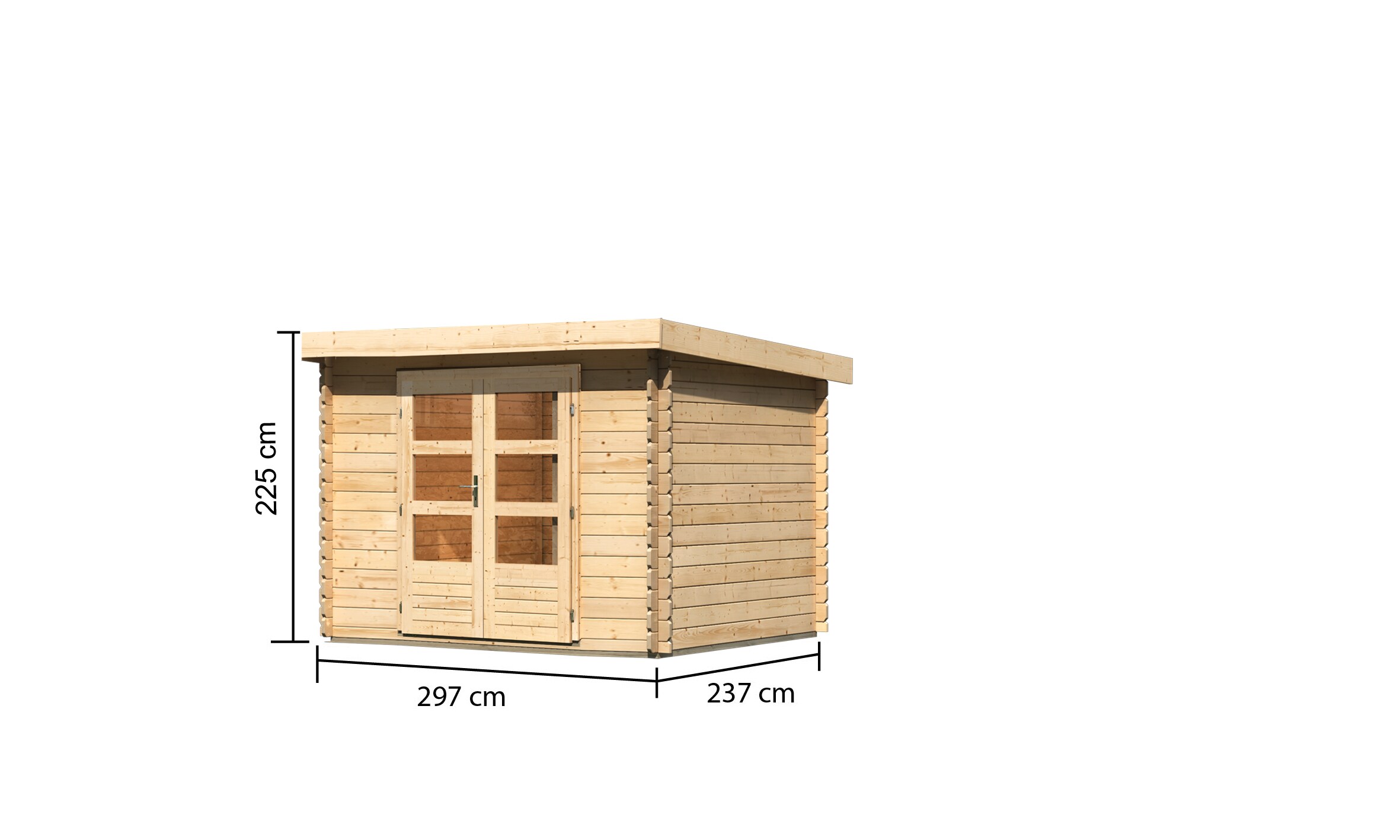 Karibu Blockbohlen Gartenhaus Rosé 3 naturbelassen Dachbegrünung Geräteschuppen Holzhaus
