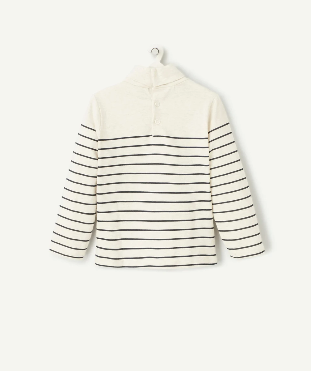 SOUS-PULL BÉBÉ GARÇON EN COTON BIO GRIS CHINÉ À RAYURES