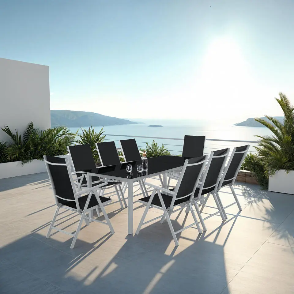tectake Aluminium tuinset 8 1 - Zilver