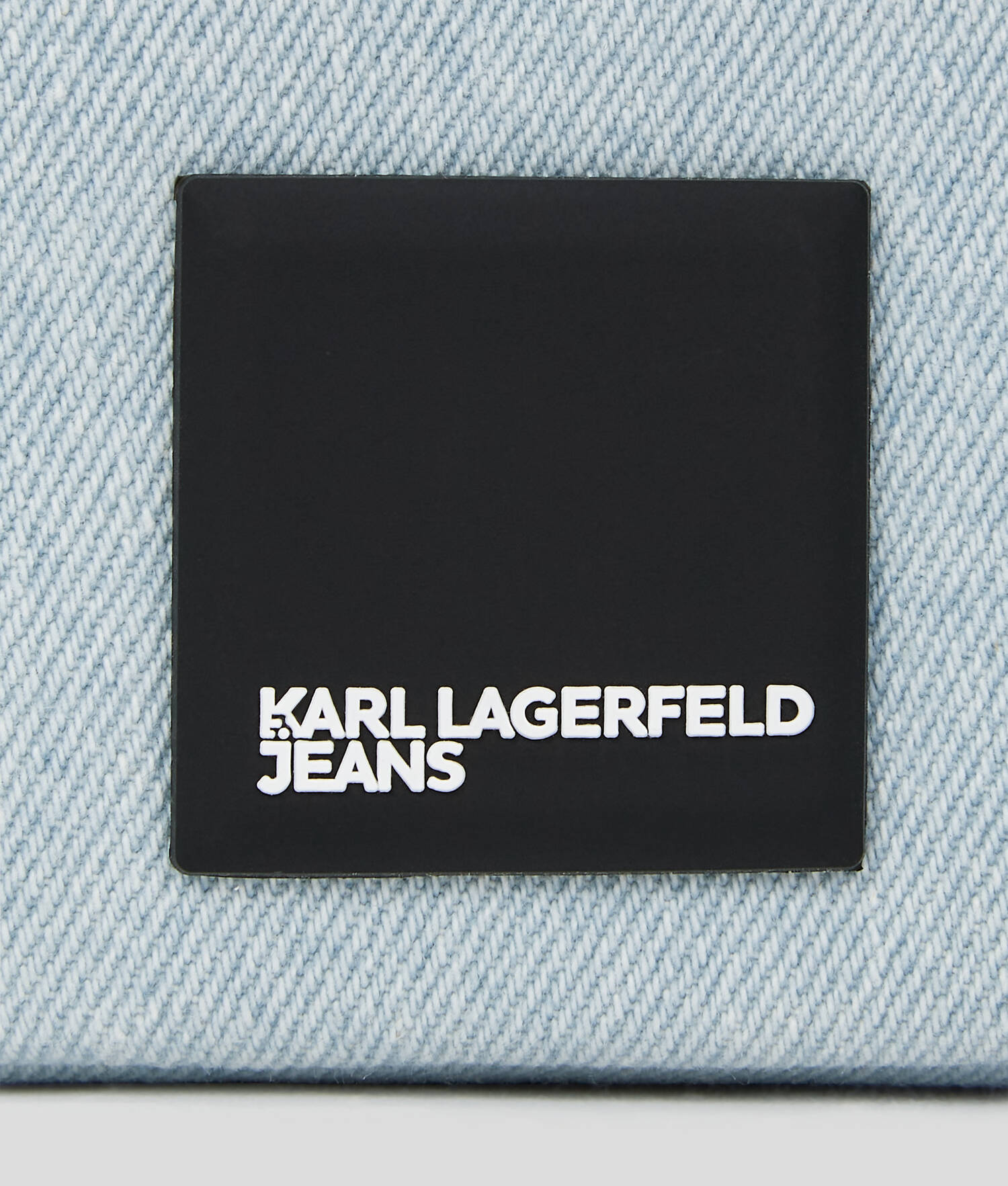 MINI-SAC BANDOULIÈRE EN DENIM AVEC LOGO CARRÉ - Bleu Clair