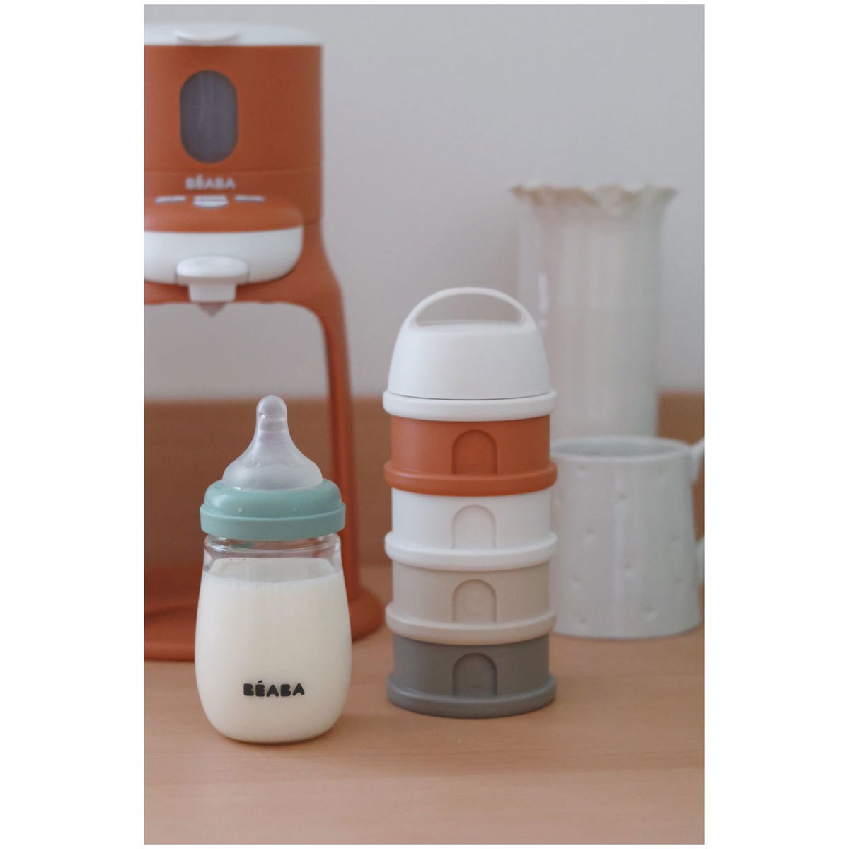 BeabaBeaba   Milchpulverspender 4-Teilig weiss/terrakotta