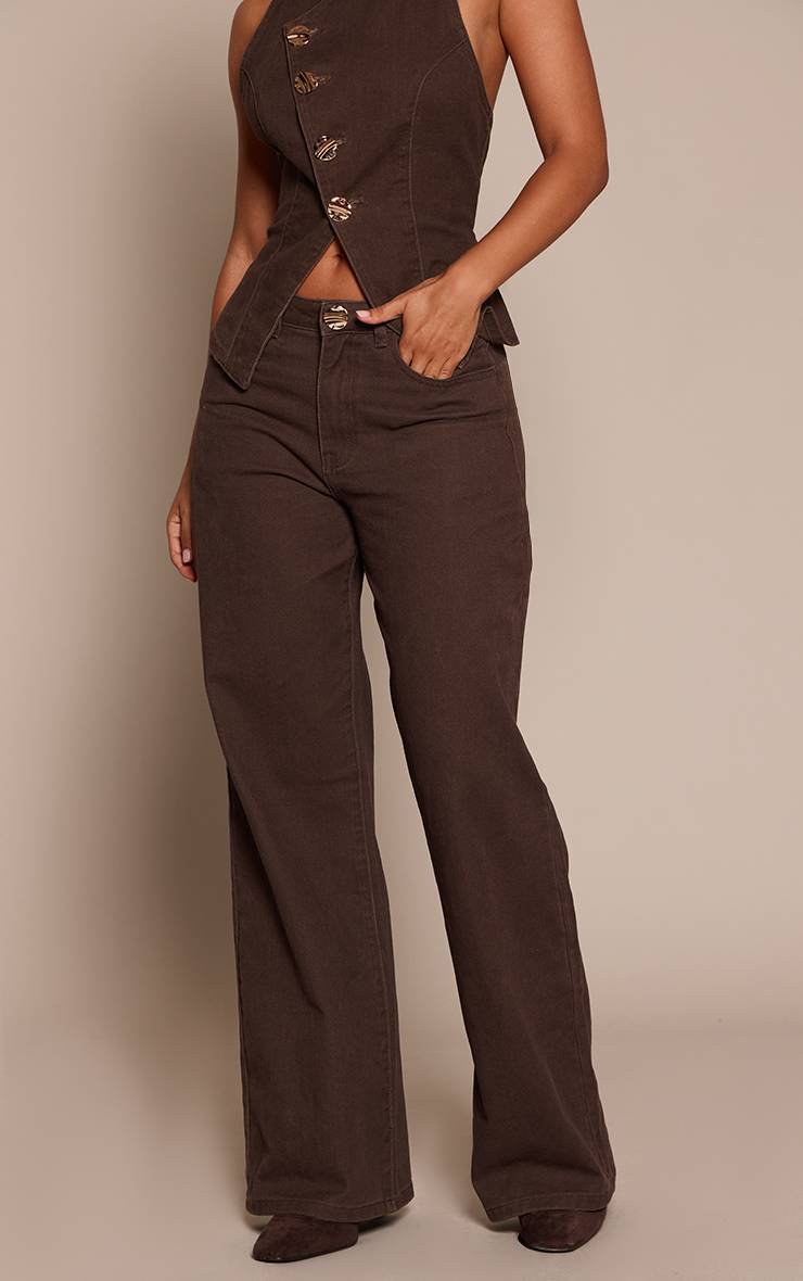Chocolat Jean En Denim À Jambes Larges Avec Détails Contrastants Petite