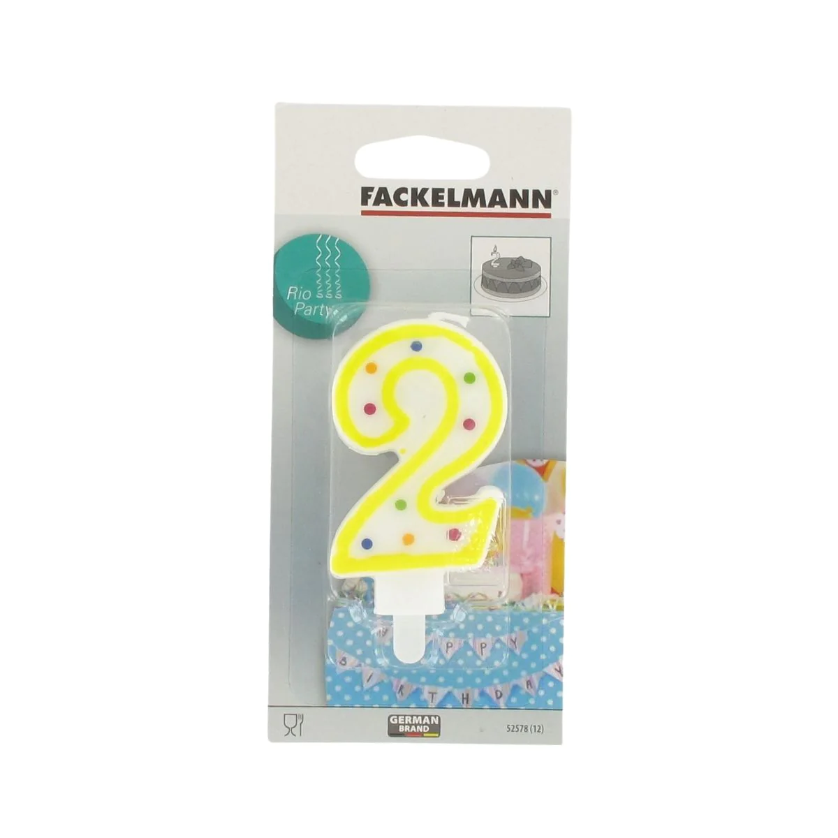 Bougie anniversaire chiffre 2 Rio Party Fackelmann