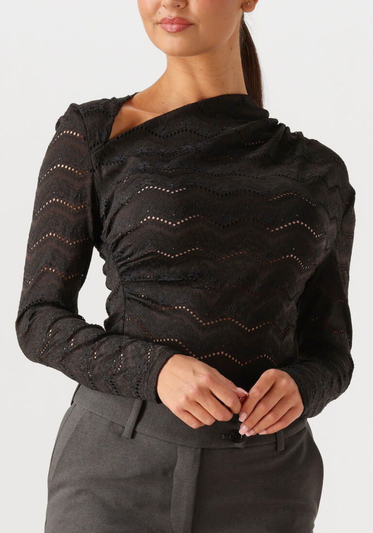 zwarte haute l'amitié blouses lace drape neck blouse