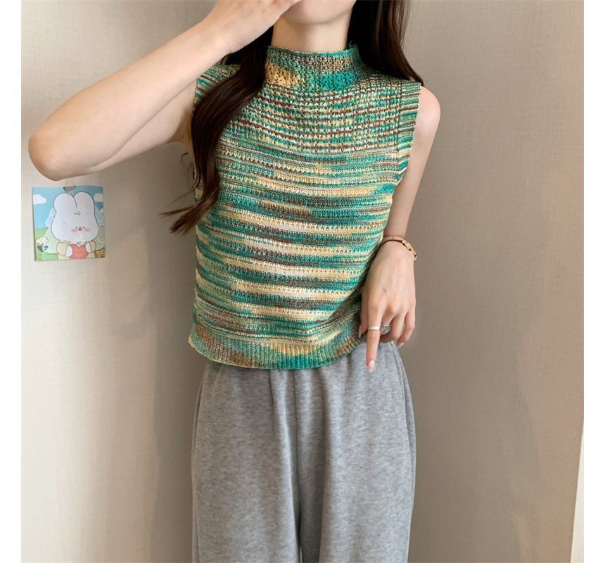 Allinya - Mock-Neck Melange Sweater Vest