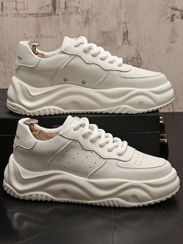 Mr Ozera - Platform Plain Lace Up Sneakers