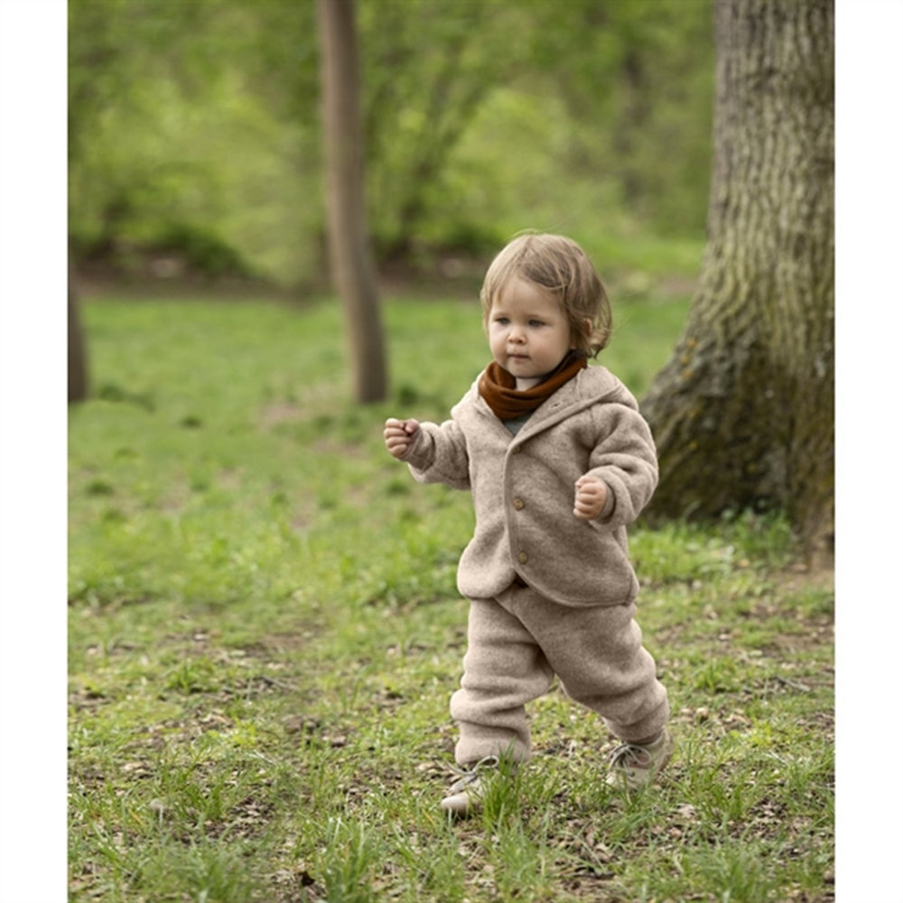 Hooded Jakke m. Træknapper Sand Mélange