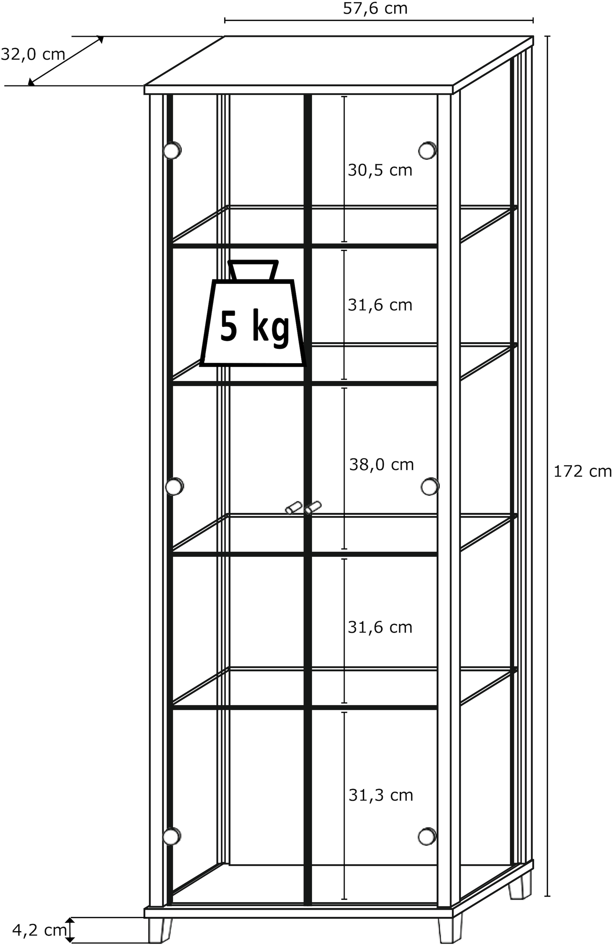 fif möbel Vitrine »OPTIMA« Standvitrine, Vitrinenschrank, Glasvitrine, Sammlervitrine