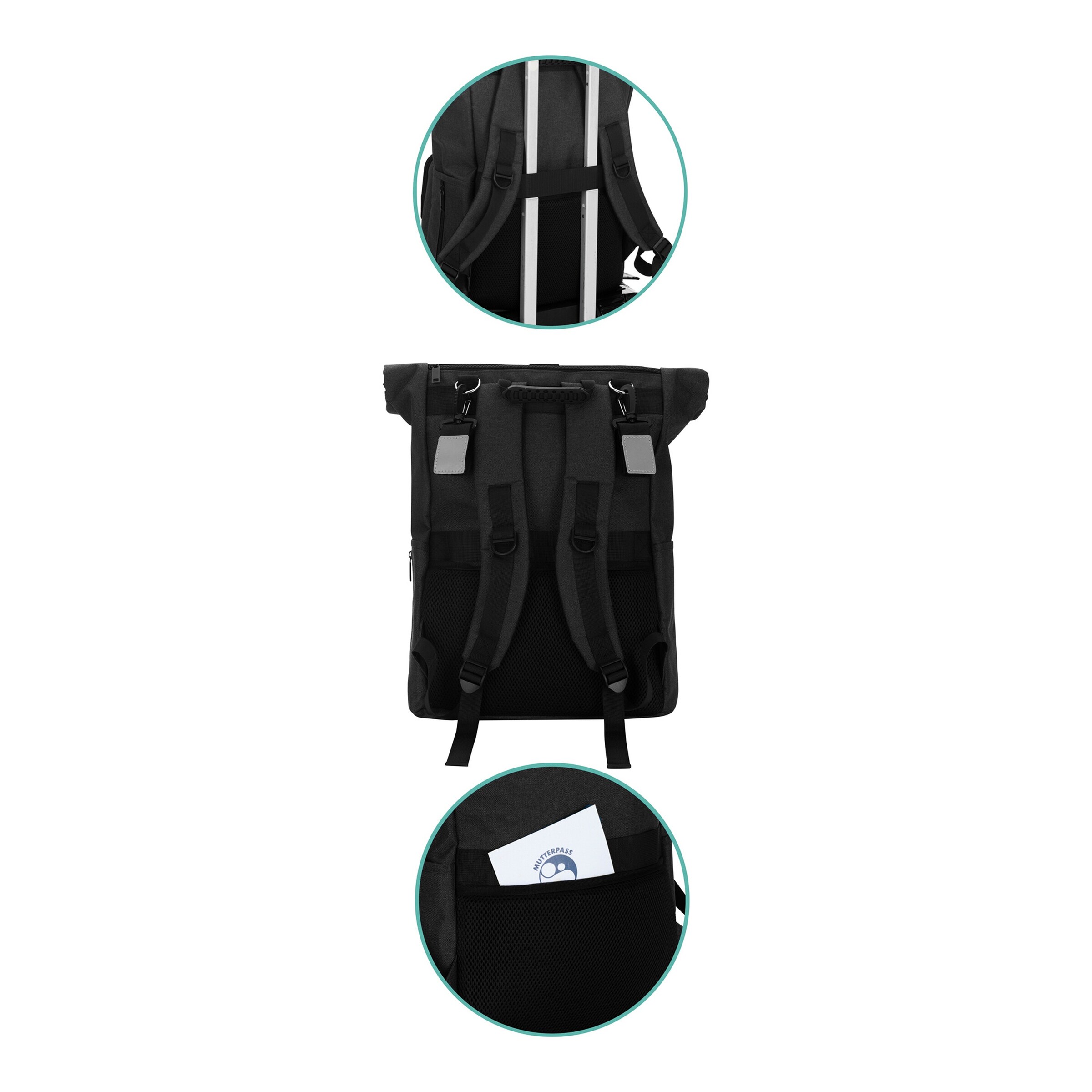 Fillikid Wickelrucksack Rolltop Tokio schwarz