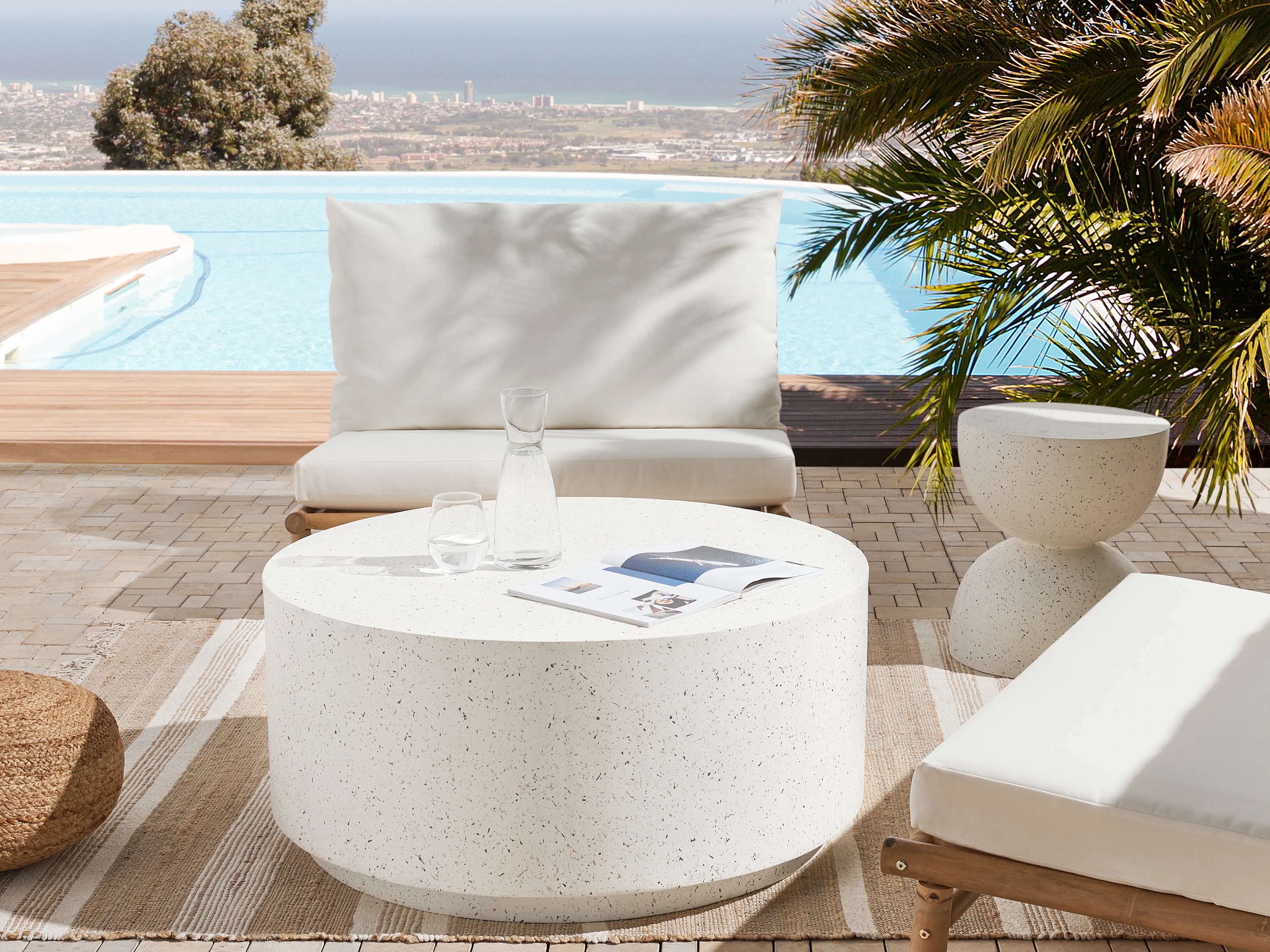 Salontafel TREZZO 90 cm 90 cm Terrazzo-effect Wit terrazzo