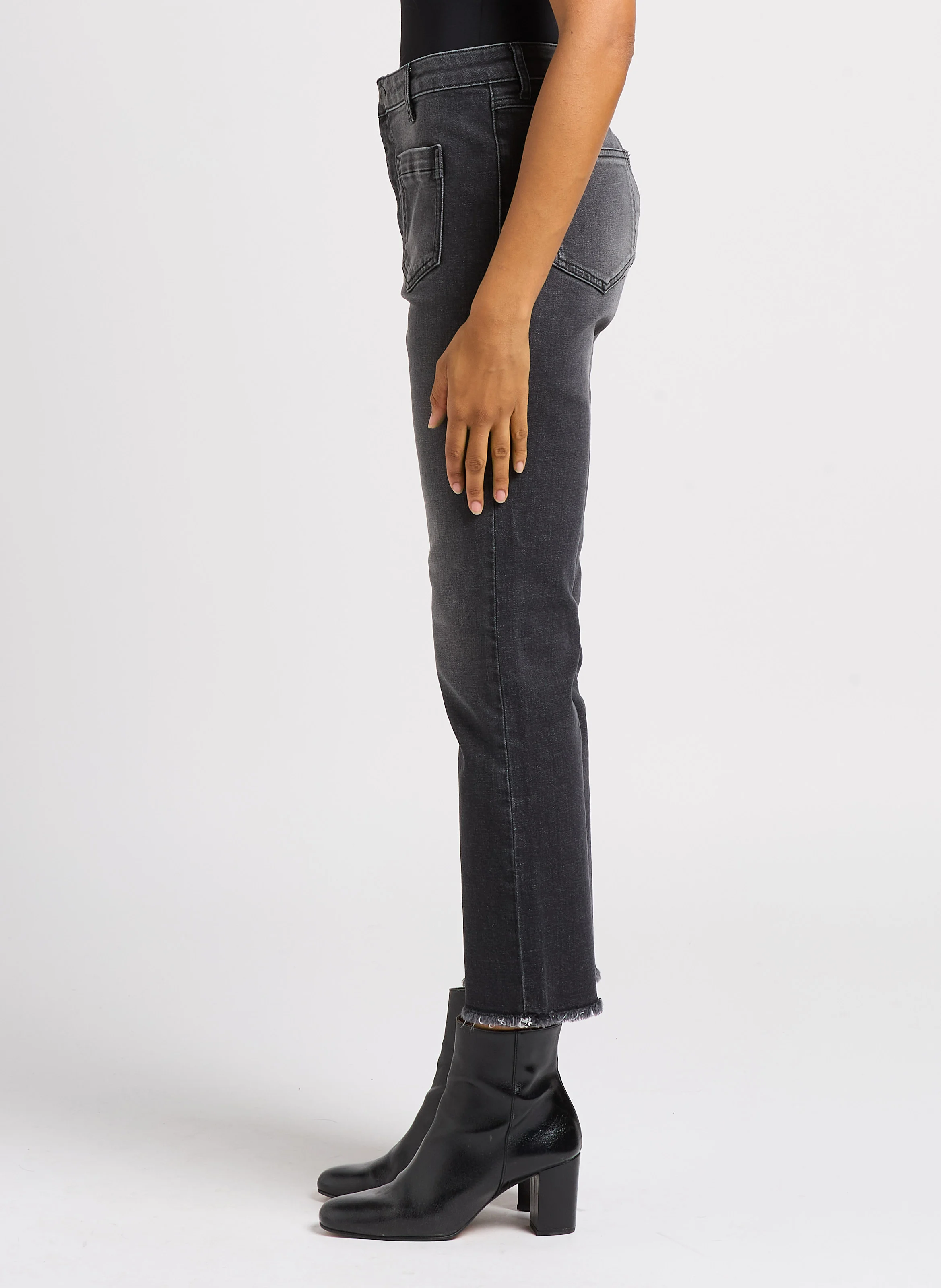 LE KARLIE - Jean flare taille haute en coton mélangé| Gris