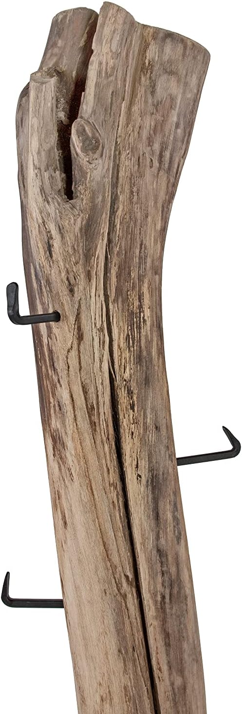 SAM Garderobe Zalacca aus Teakholz, naturbelassen, Garderobenständer aus massivem Wurzelholz, Kleiderständer mit Metallstangengestell, 37 x 32 x 185 cm