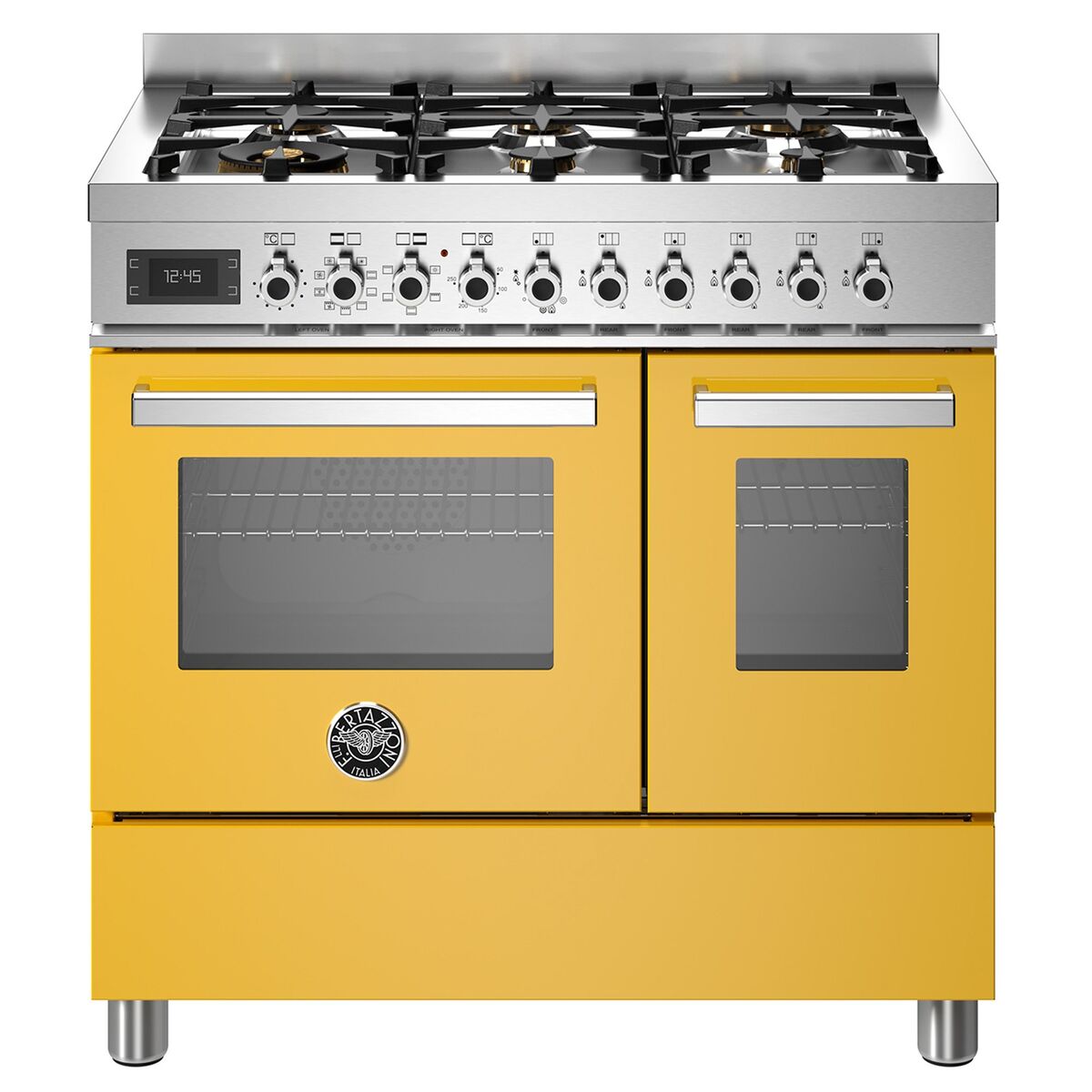 PRO96L2EGIT Professional Gasskomfyr med dobbelovn 90 cm, Gul