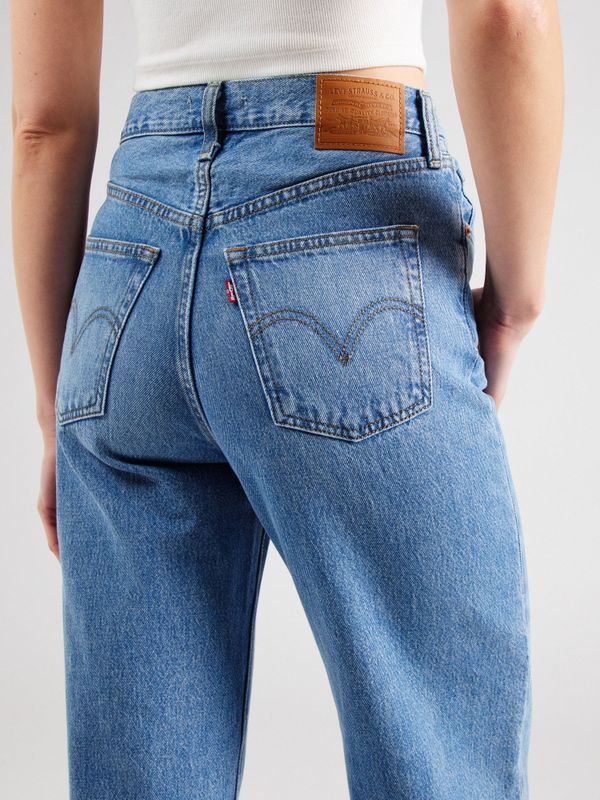 Levi's - Ribcage A6081-0012 - Jeans - Blauw - Wijde Pijpen - Casual - Katoen - Denim