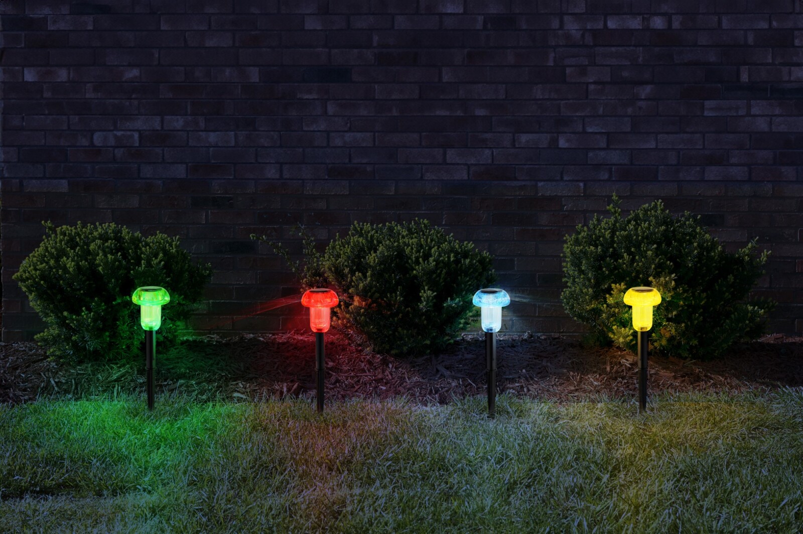 4er-Set Solarleuchte - schwarz - 4 Farb-LEDs