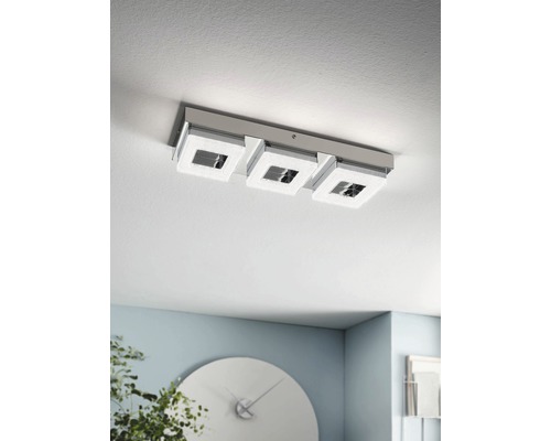 LED plafondlamp 3x4W 3x400 lm 3000K BxL 14x46 cm Fradelo chroom/helder/kristal