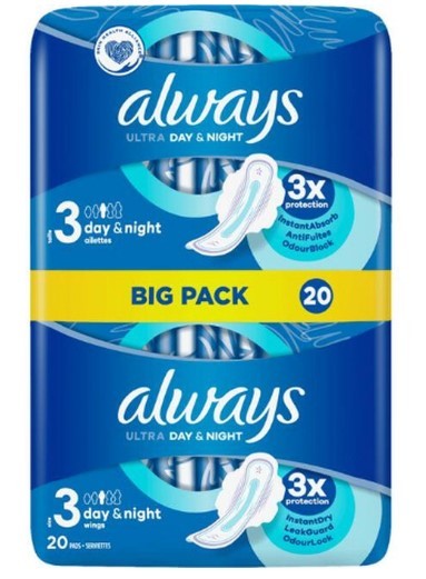 Always Ultra Maandverband Day & Night 20 Stuks
