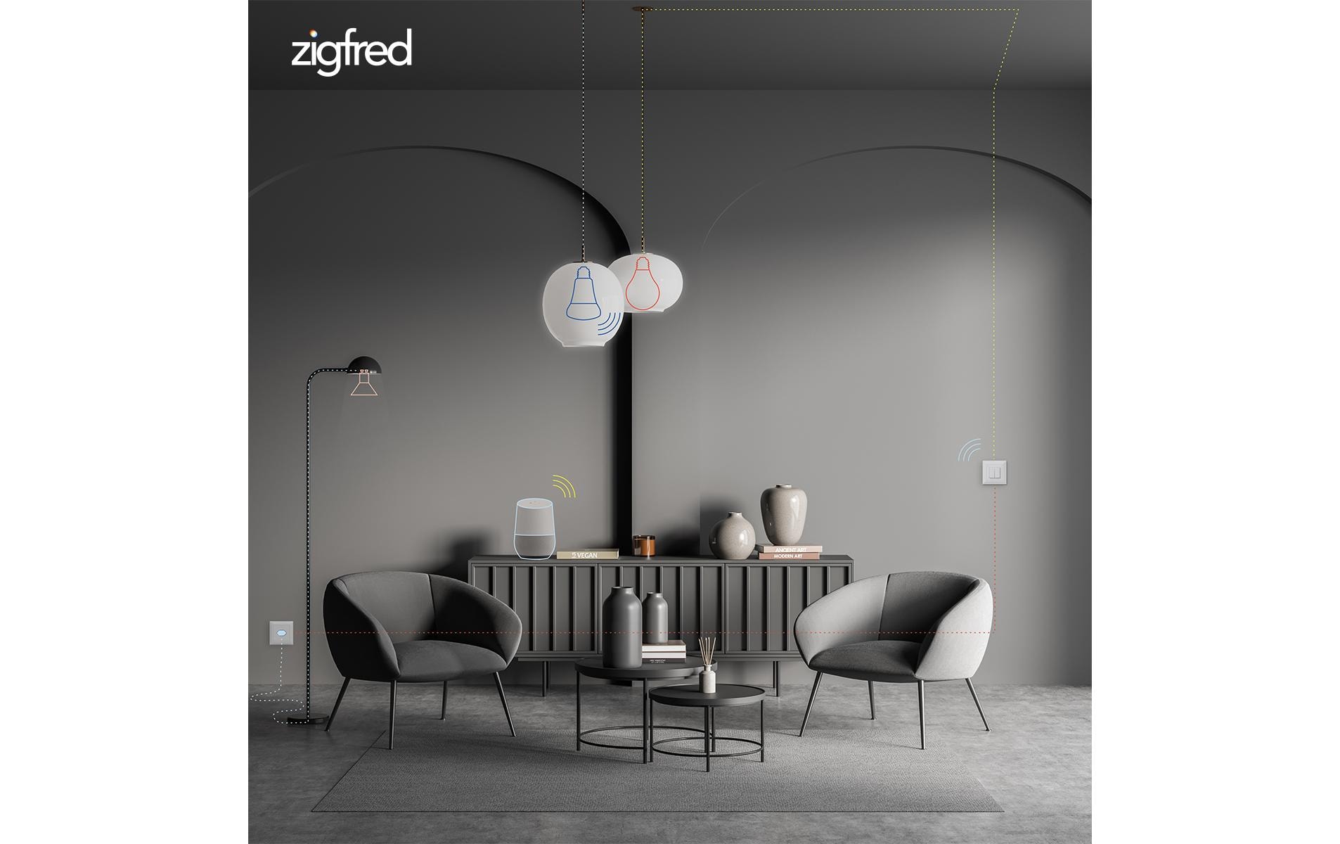 zigfred uno Komplett-Set Weiss<br>Unterputzeinheit, Montageplatte- und Abdeckrahmen EDIZIOdue 1 x 1, Tastenmodul und 1-4 Kunststofftasten