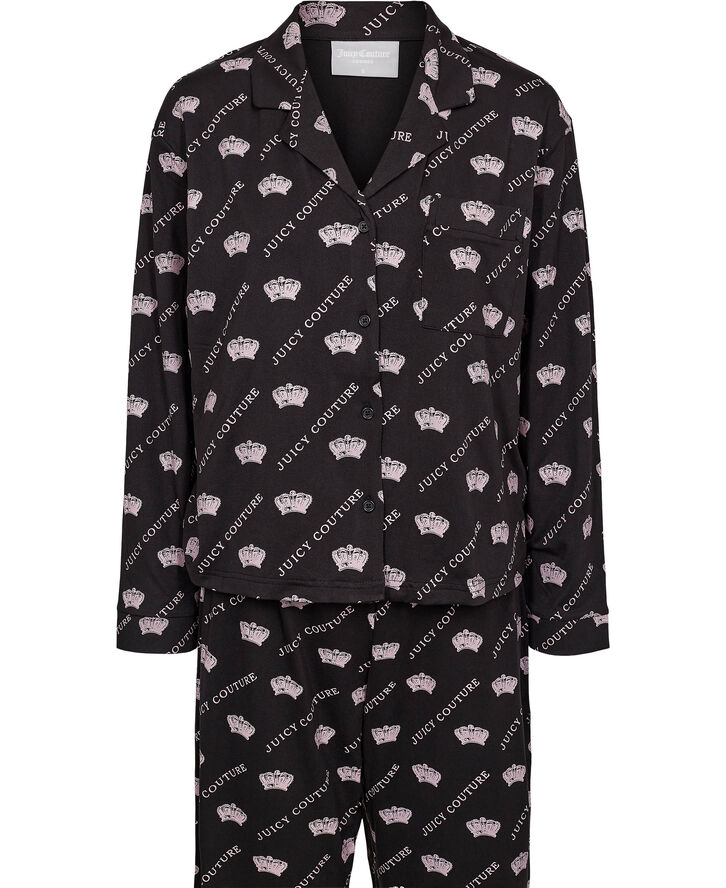 Juicy Couture ESTELLE & NOLAN PYJAMA SET Pink & black crown print