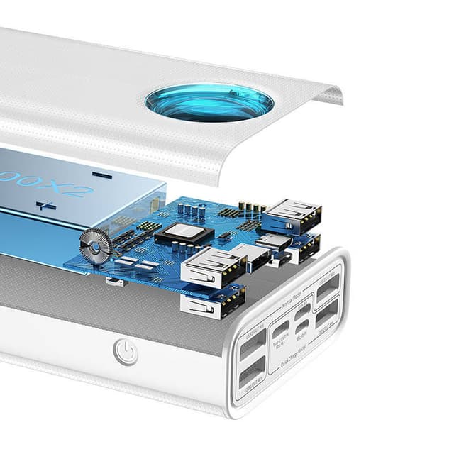 Powerbank Baseus Amblight 30000mAh, 4xUSB, USB-C, 65W (hvid)