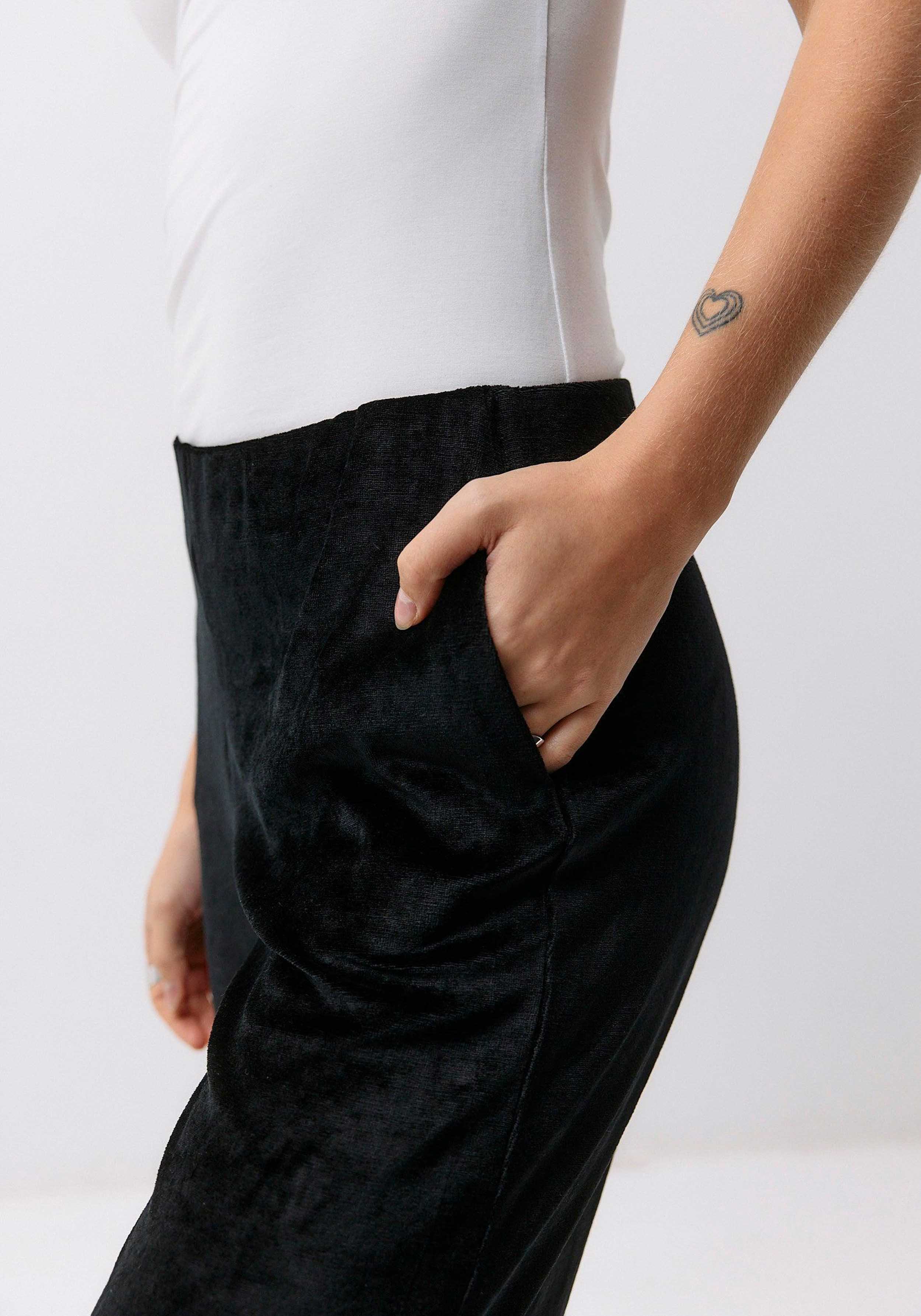 Moya Kala Stoffhose Velvet Pants Black Intense