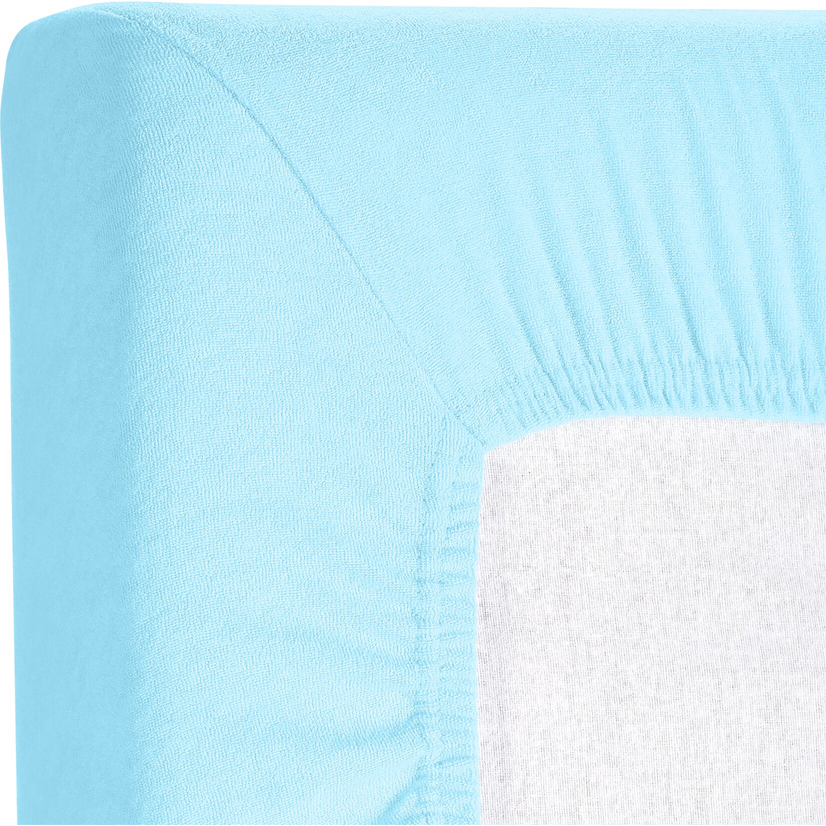 Kinzler Frottee Spannbetttuch, hellblau ca. 180 – 200 x 200 cm + 25 cm