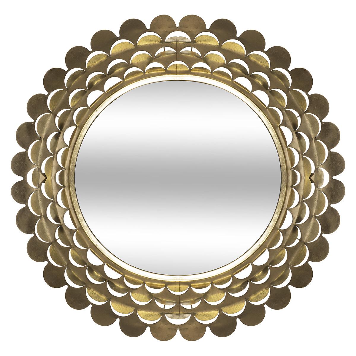 MIROIR METAL FLEUR OR D.91CM