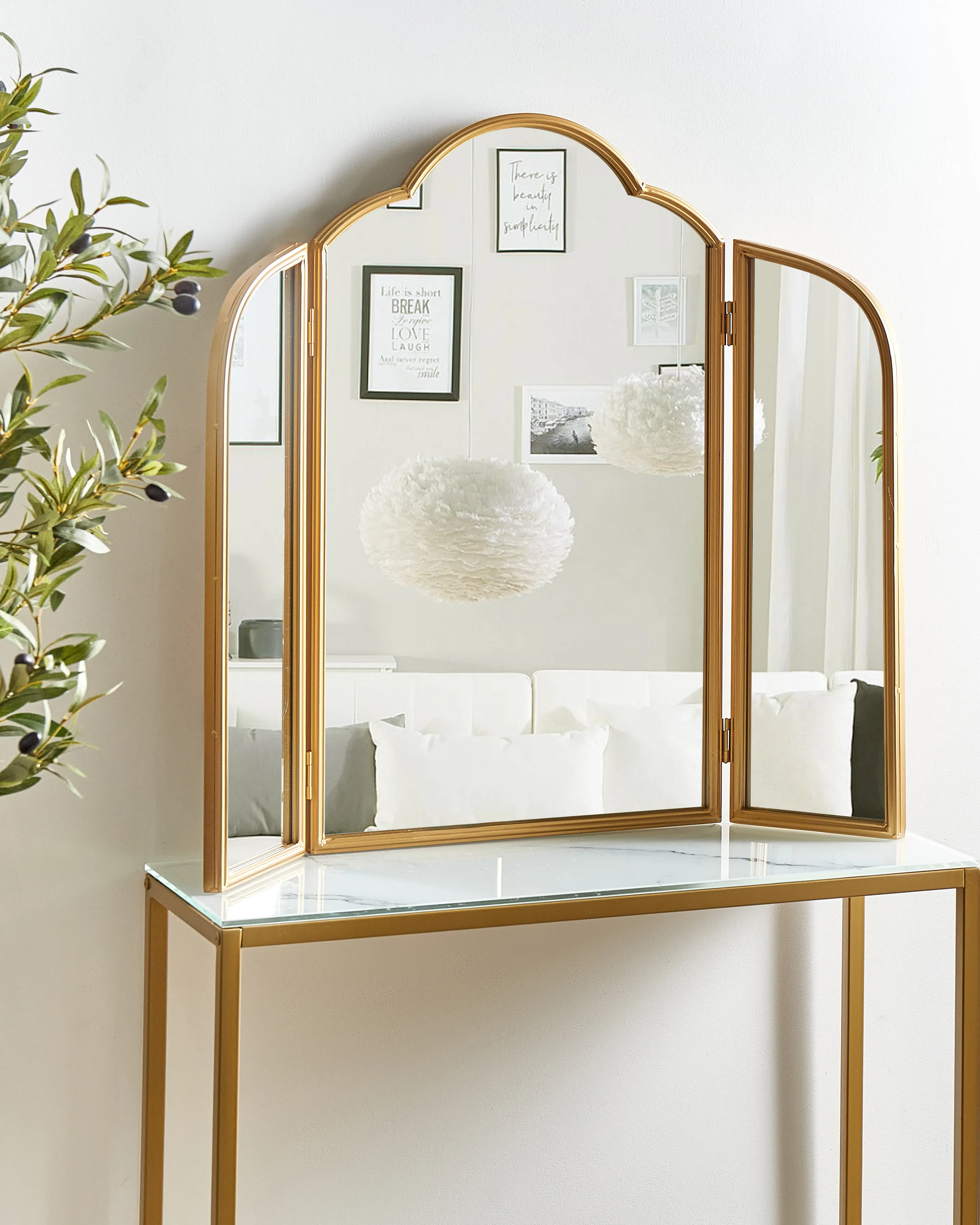 Kaptafel spiegel SAVILLY Goud