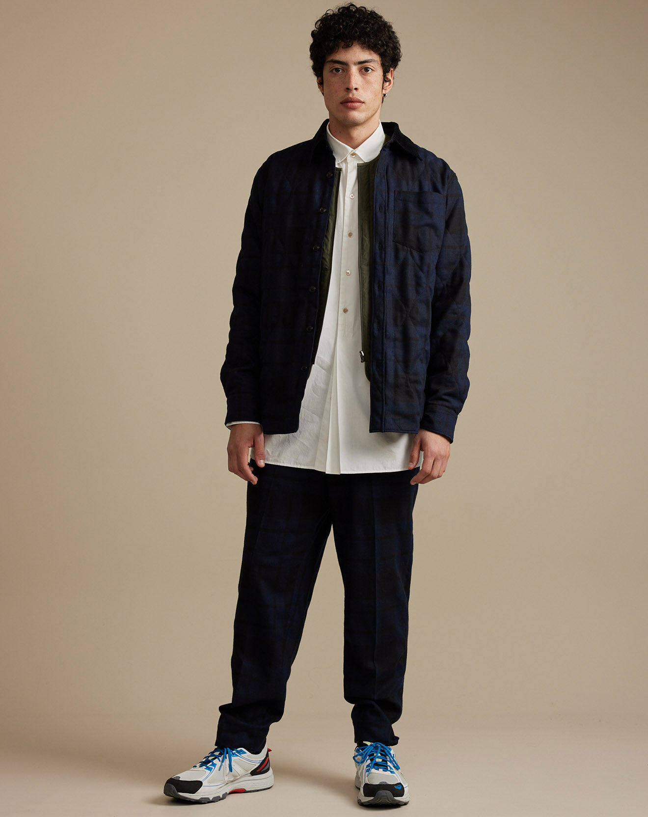 Bellerose Surchemise regular en Laine mélangée Freeman marine/noir