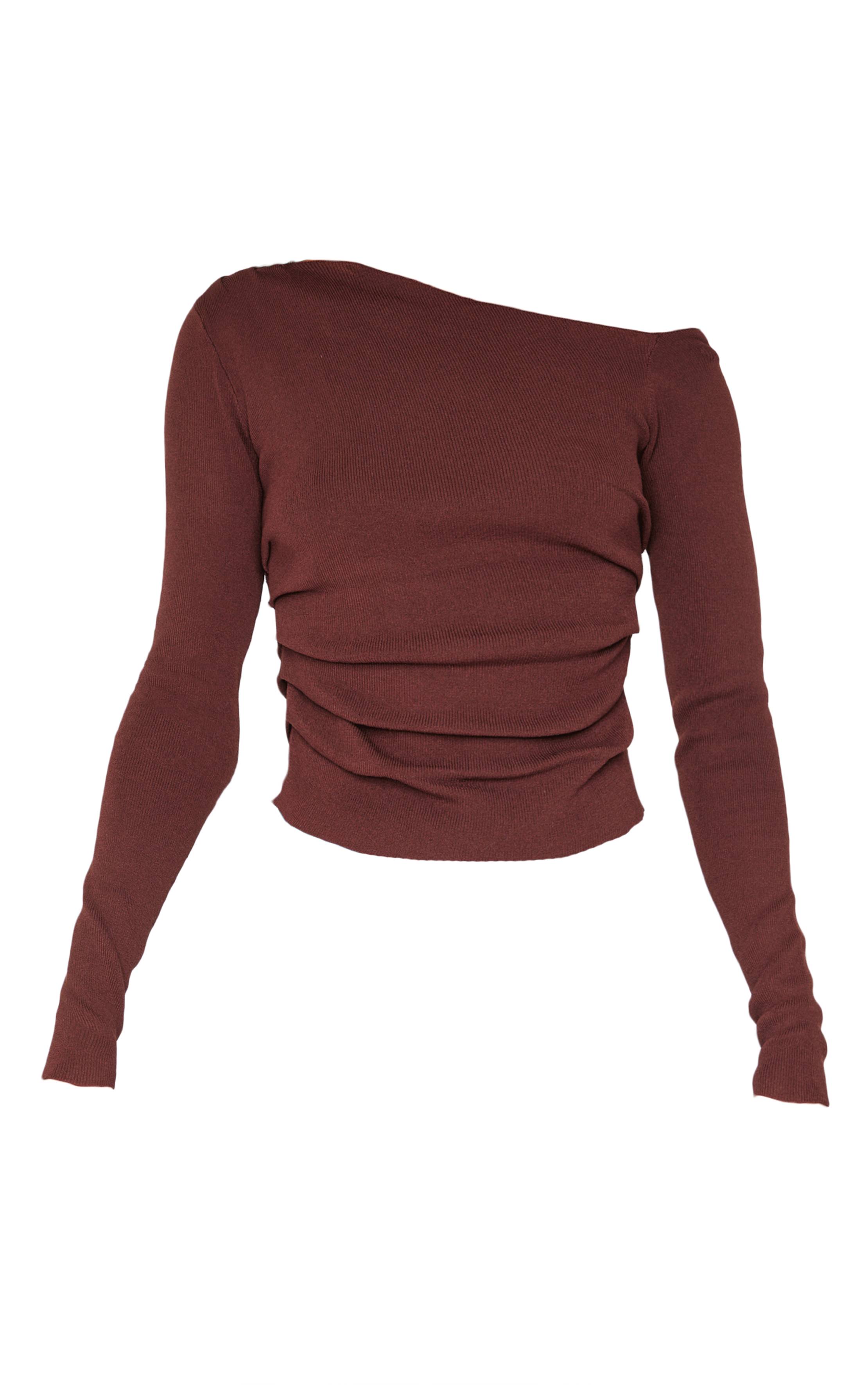Chocolat Haut Asymétrique En Maille Fine