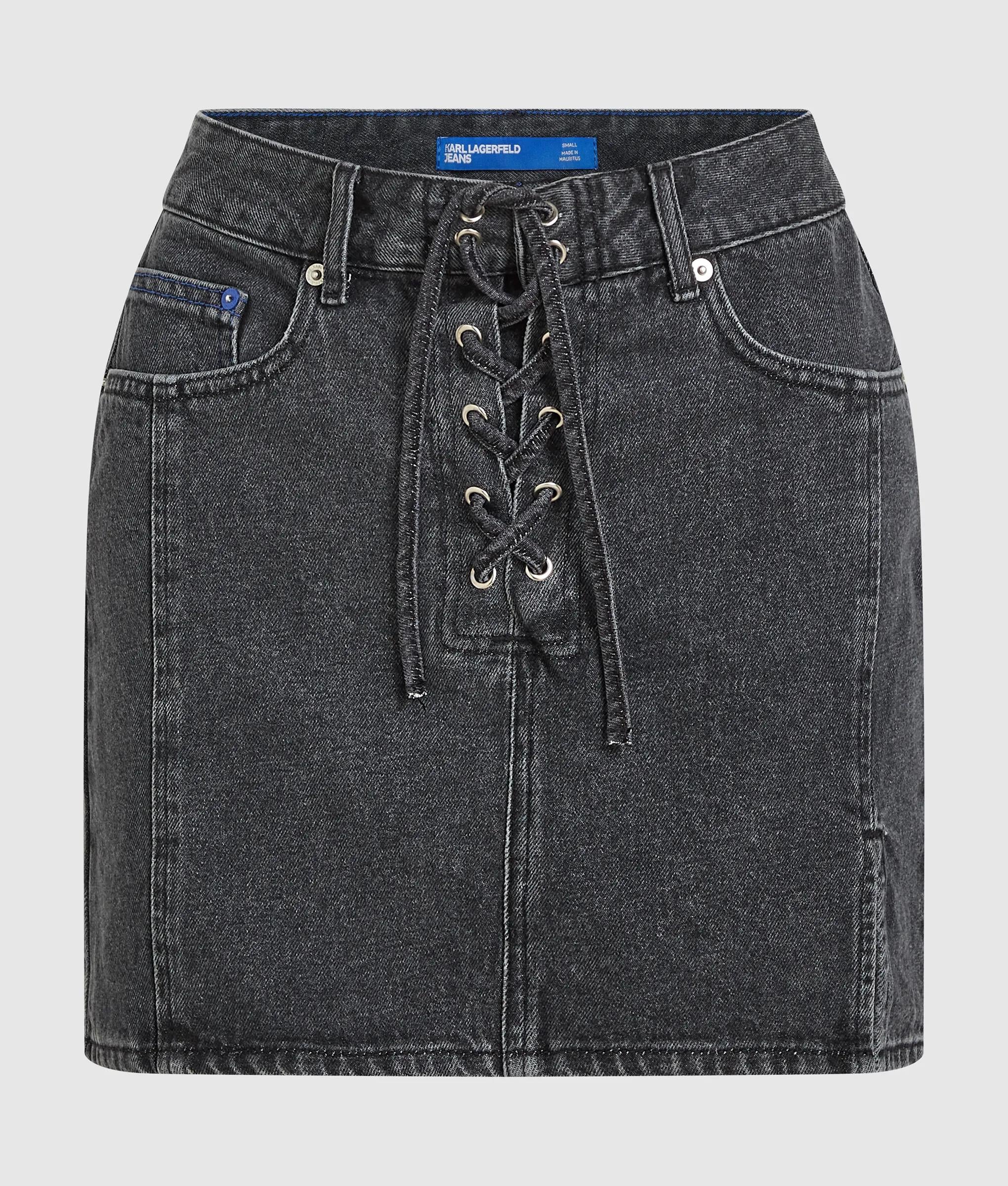 Denim veters mini rok