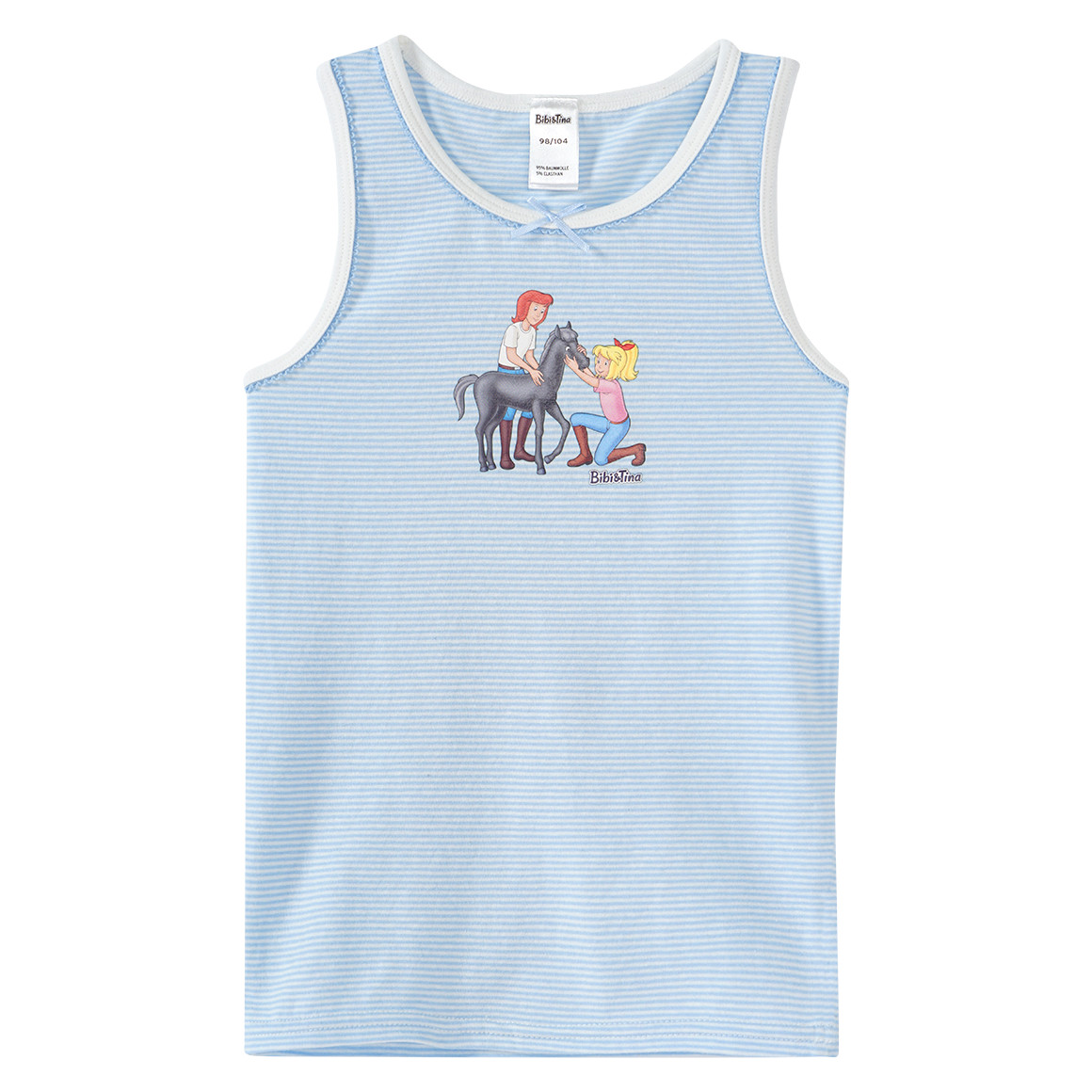 Topolino 2 Bibi & Tina Unterhemden mit Print hellblau / weiss