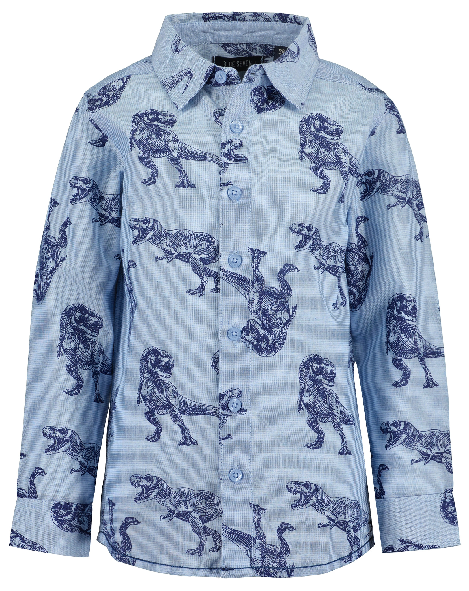 Langarm-Hemd T-REX AOP in jeansblau