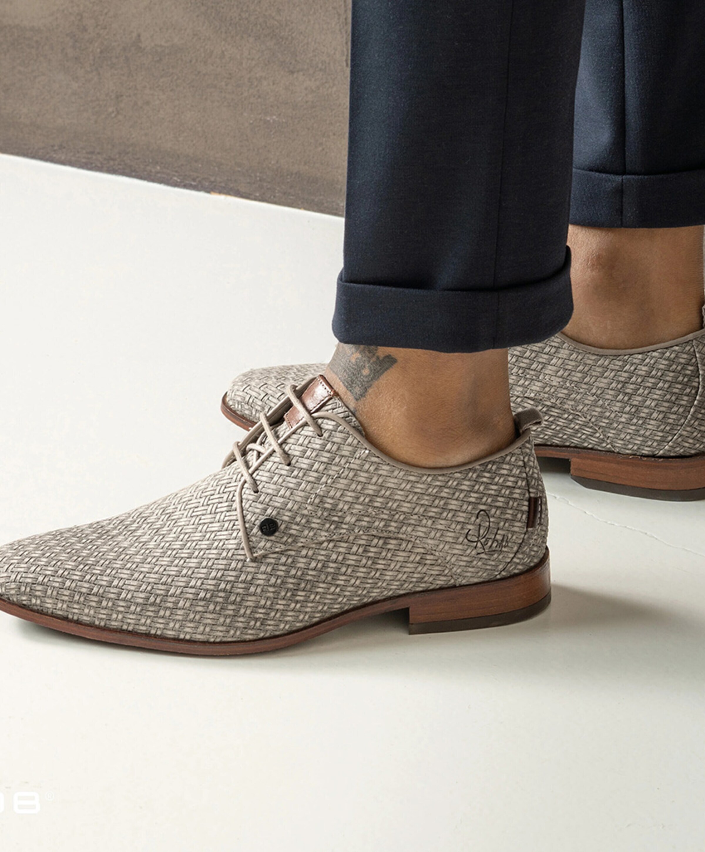 Rehab Greg braid heren veterschoenen beige