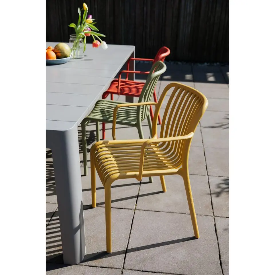 Housecraft Living Mante Tuinstoelen Armleuning Kunststof Geel - Set van 4