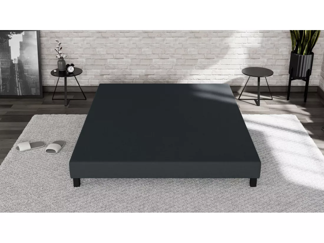 Sommier Tapissier 140x190 Bois de Pin Renforcé - Hêtre Massif - Anthracite - Solides de Qualité Primo - Confortable et Résistant - Douce Lune