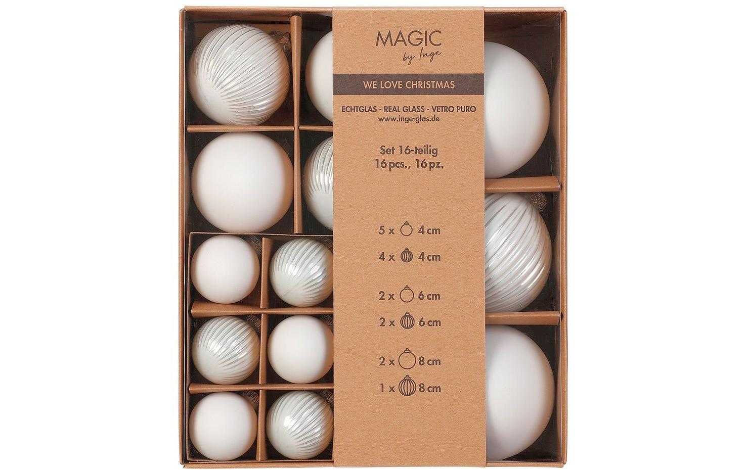 Weihnachtskugel Just White 1 Stück, WeissChristbaumkugeln mit Rillenstruktur