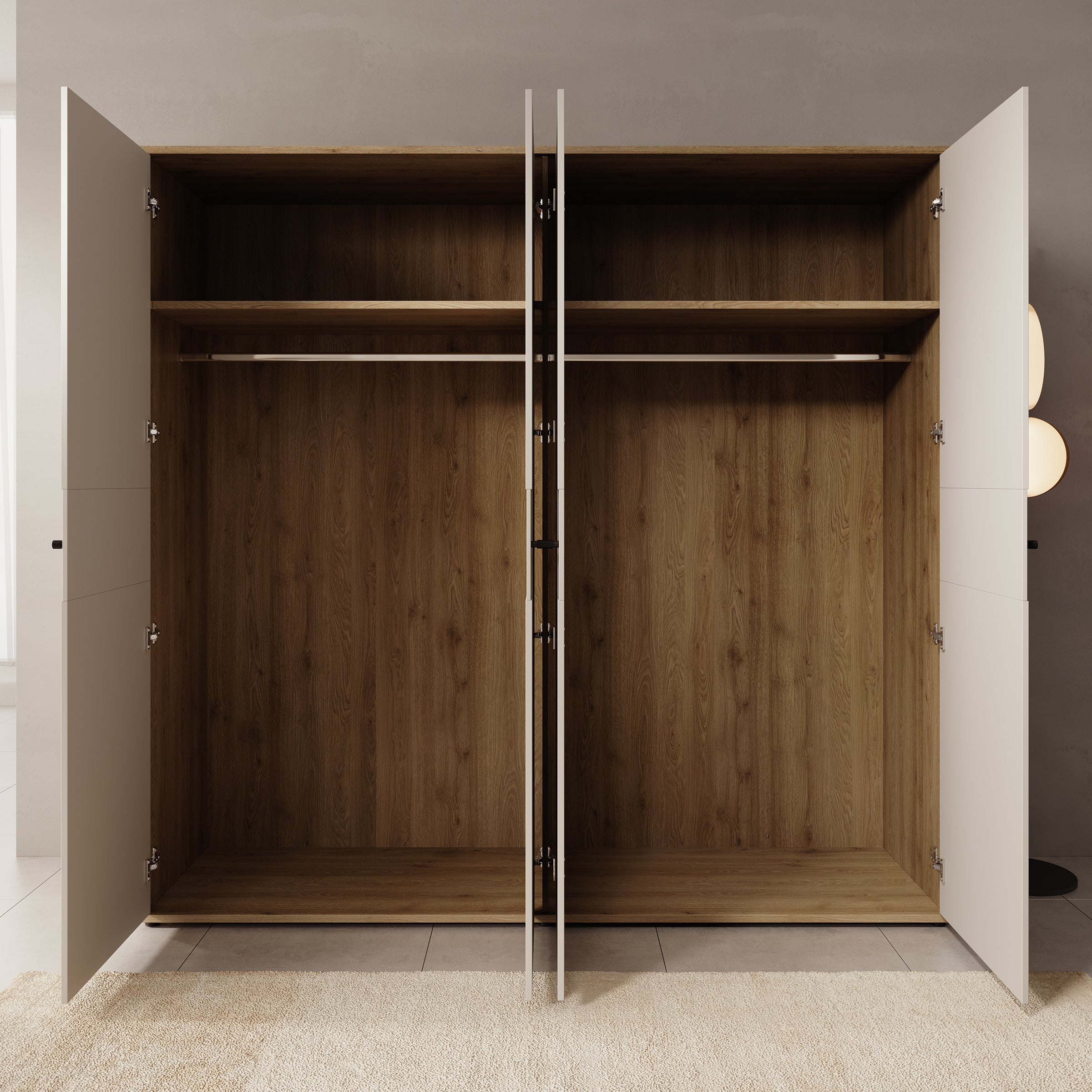 Riggs - Kledingkast 4-deurs - Beige - 224x59x213 cm