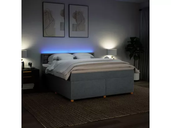 Sommier à lattes de lit avec matelas Gris clair 180x200cm Tissu