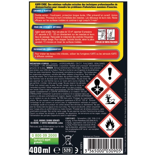 Bombe foudroyant - cafards et blattes - 400 mL