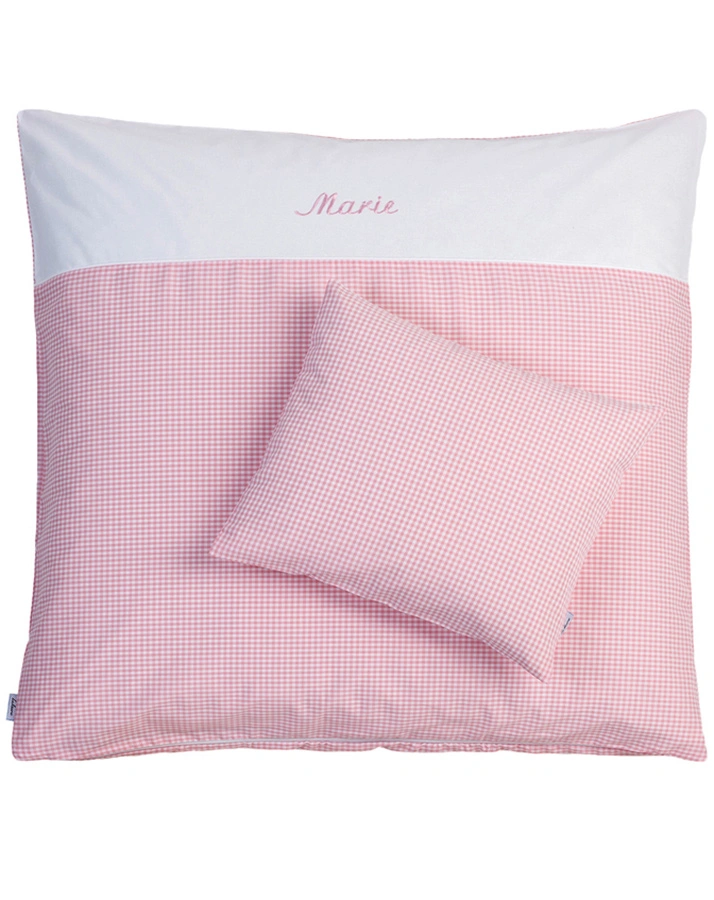 Personalisierte Baby-Bettwäsche NOSTALGIE rosa (Farbe: rot)