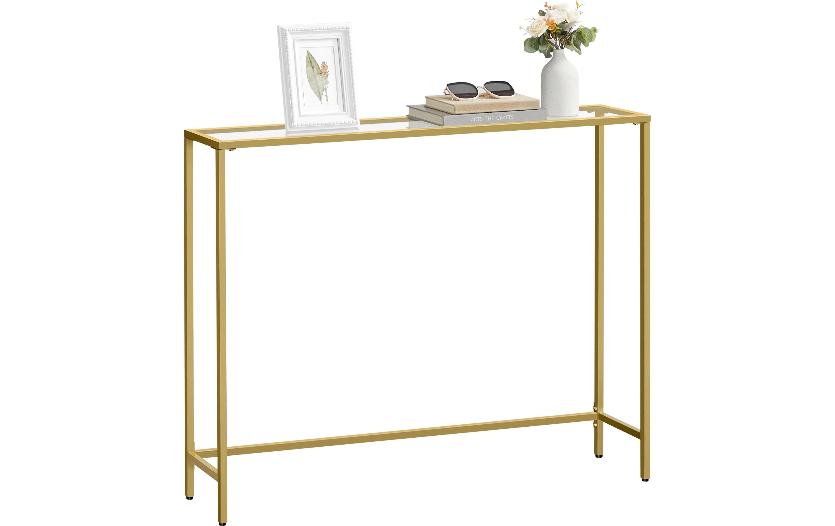 Konsolentisch 100.5 x 80 cm, GoldBeistelltisch mit Oberfläche aus Hartglas